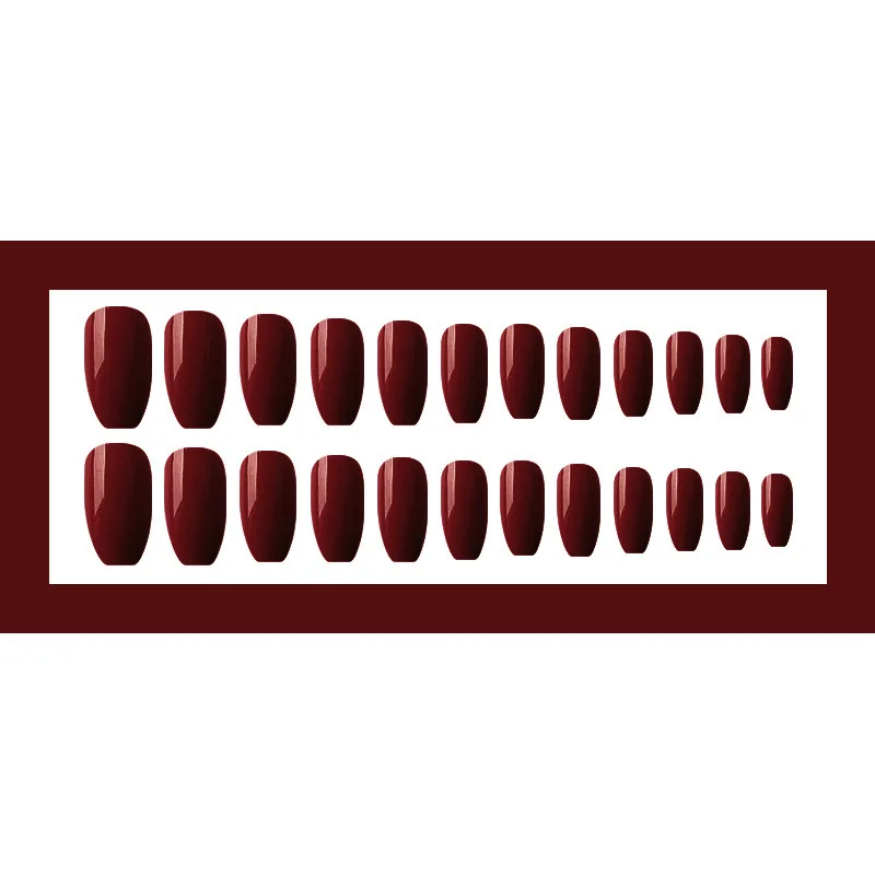Nusx Hot 24pcs Wine Red Extra Long False Nails Tips Glue Oval Sharp End Fake Nail 2
