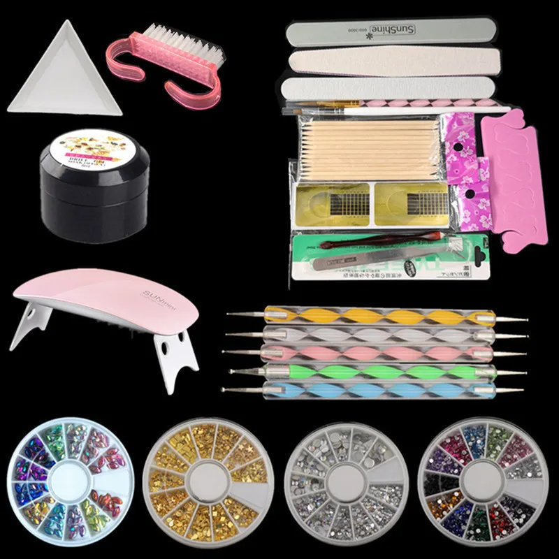 23 шт. набор инструментов для маникюра Набор для ногтей УФ светодиодный Сушилка для ногтей Набор для гелевого маникюра замочить от электрической дрели для ногтей инструмент для дизайна ногтей