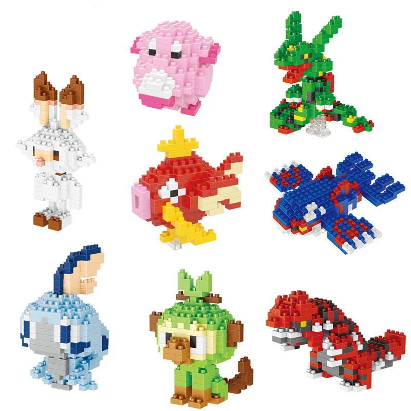 

Anime Game poke monsters micro diamond block Rayquaza Groudon Kyogre Chansey Magikarp Scorbunny Grookey Sobble nanobricks toy