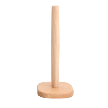 

Roll Storage Organizer Beech Holder Durable Wooden Paper Towel Stand Kitchen Tools Rack Round