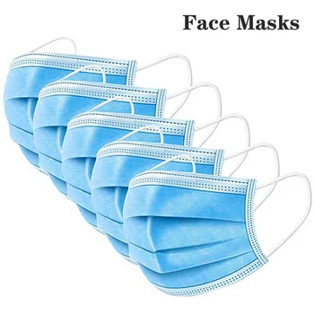 

500PCS Wholesale masks 3 layers disposable facial mouth mask non-woven anti-dust respirator caps elastic Earloop protective mask