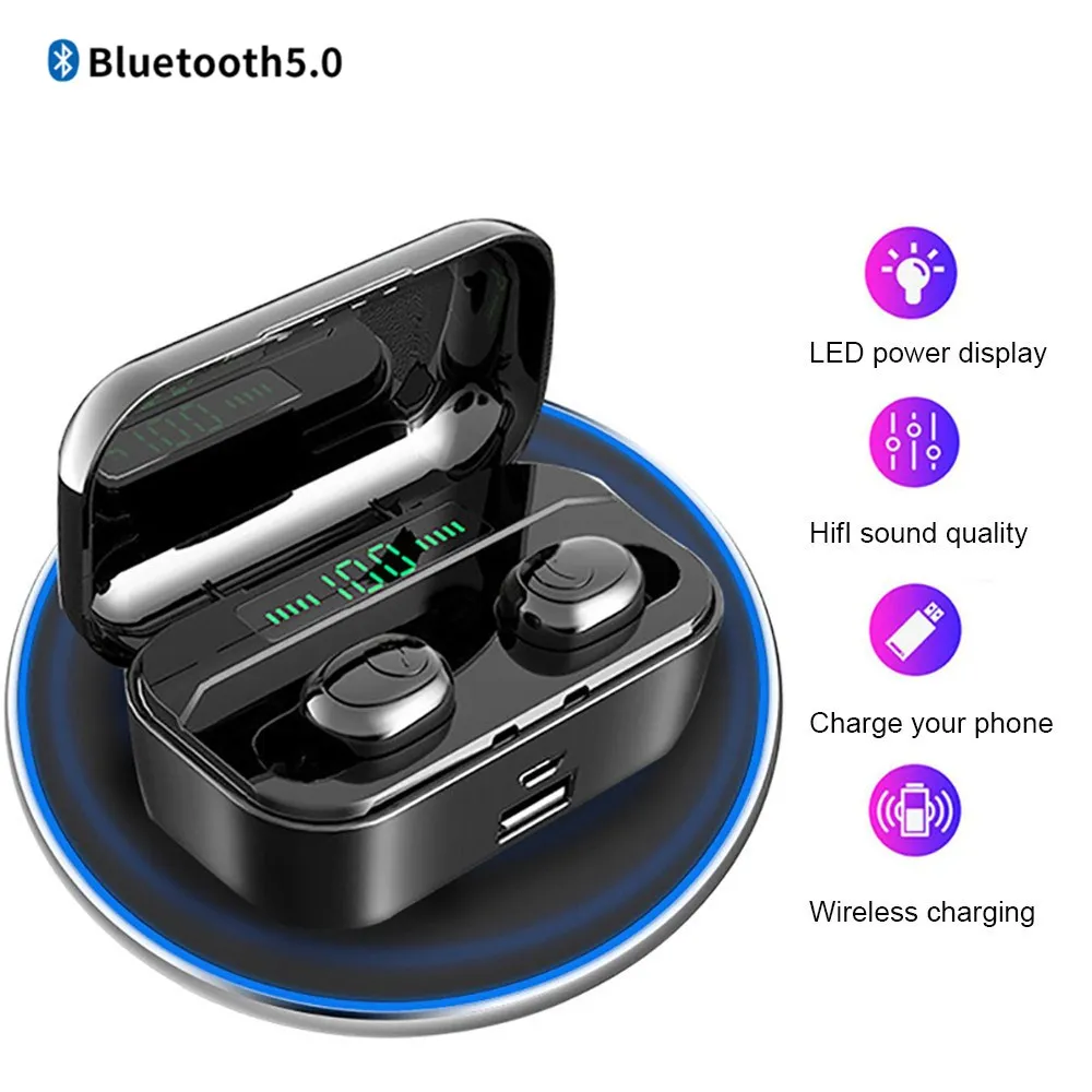 TWS Bluetooth5.0 Earphones HIFI Stereo Sound Headphones Sports Running Handsfree Headset Noise reduction in-Ear Earbuds with mic |