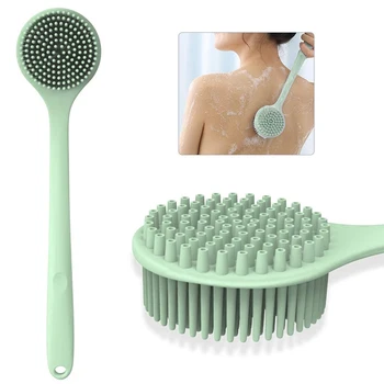 

Bath Brush Silicone Double-Side Scrubber Long Handle Back Brushes Massage Shower Cleaning Remove Exfoliating Bathroom Wash Brush
