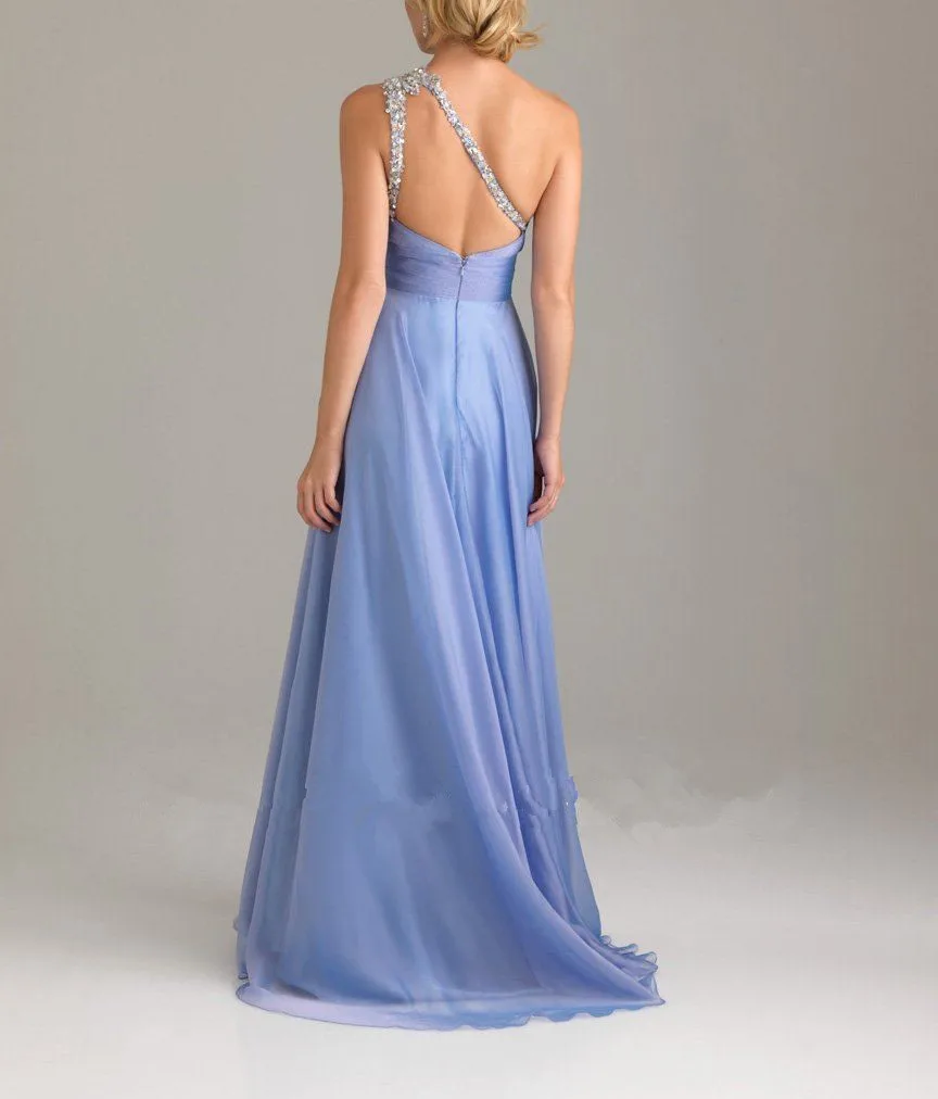 robe demoiselle d'honneur Chiffon Fabric Handmade Pleat And Beading Party One Shoulder party prom gown bridesmaid dresses