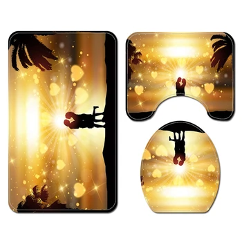 

3 Pieces Non-Slip Toilet Cover Set Bathroom Decorative Toilet Seat Water Tank Cover Carpet SY335