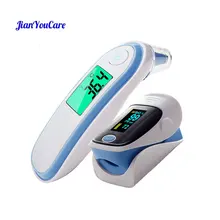 Fingertip Pulse Spo2 PR Oximeter & Body Medical Ear & forhead Infrared Thermometer Digital portable Family Health Care Package