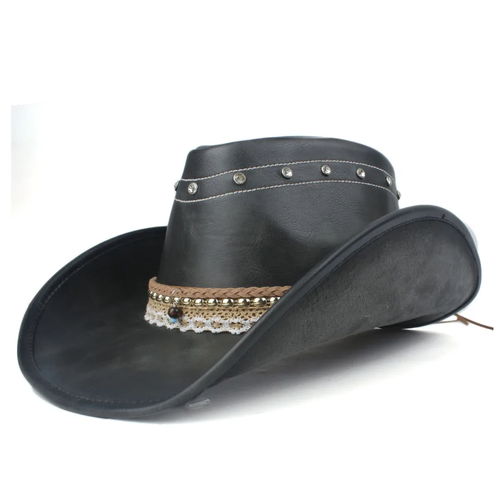 mens leather wide brim hats