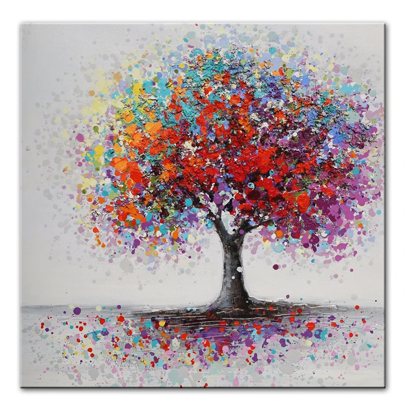 Colorful Tree Beautiful Abstract Painting Printed on Canvas