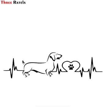 

Three Ratels FTZ-181# 20x5.4cm Dachshund Electrocardiogram dog Vinyl Car Sticker Paw