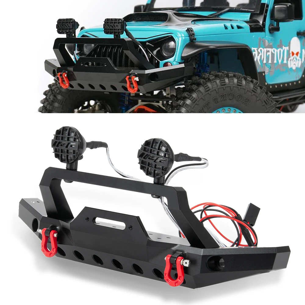 

AXSPEED Metal Front Bumper with Led Light for SCX10 1/10 RC Crawler
