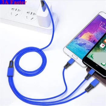 

3 In 1 Magnetic USB Data Cable 3A Fast Charging For Mobile Phone Micro USB Type C Charger Cable For iPhone 11 Huawei USB Cord