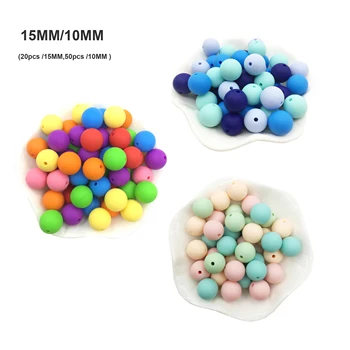 

15MM 10MM 70pc Perle Silicone Beads For Teeth Silicone Teething Colorful Teether Bead DIY Necklace Rodent BPA Free Baby Teether