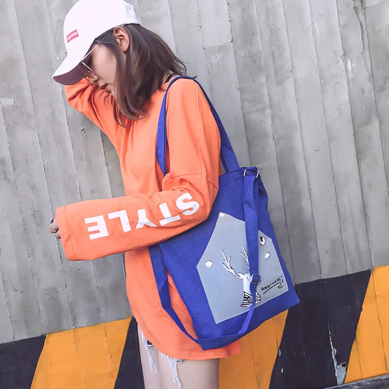 

One-Shoulder Cross-body Flax Canvas Bag Women's 2018 New Style INS Cross-body South Korea Harajuku Wind Ulzzang Simple Versatile