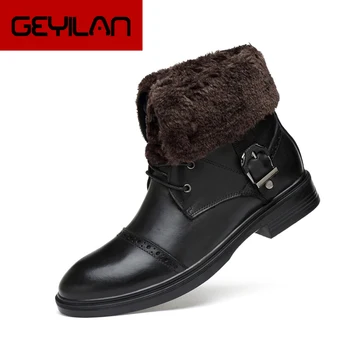 

New Men Martins boots big size 38-48 Autumn/Winter Warm Tooling boots man Cotton shoes Lace-up Motorcycle boots black 0215