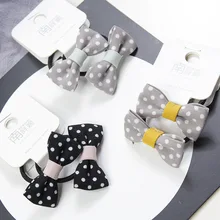 Детская Маленькая в горошек лента для волос с бантиком, смешанные цвета, тканевая повязка для волос для девочек