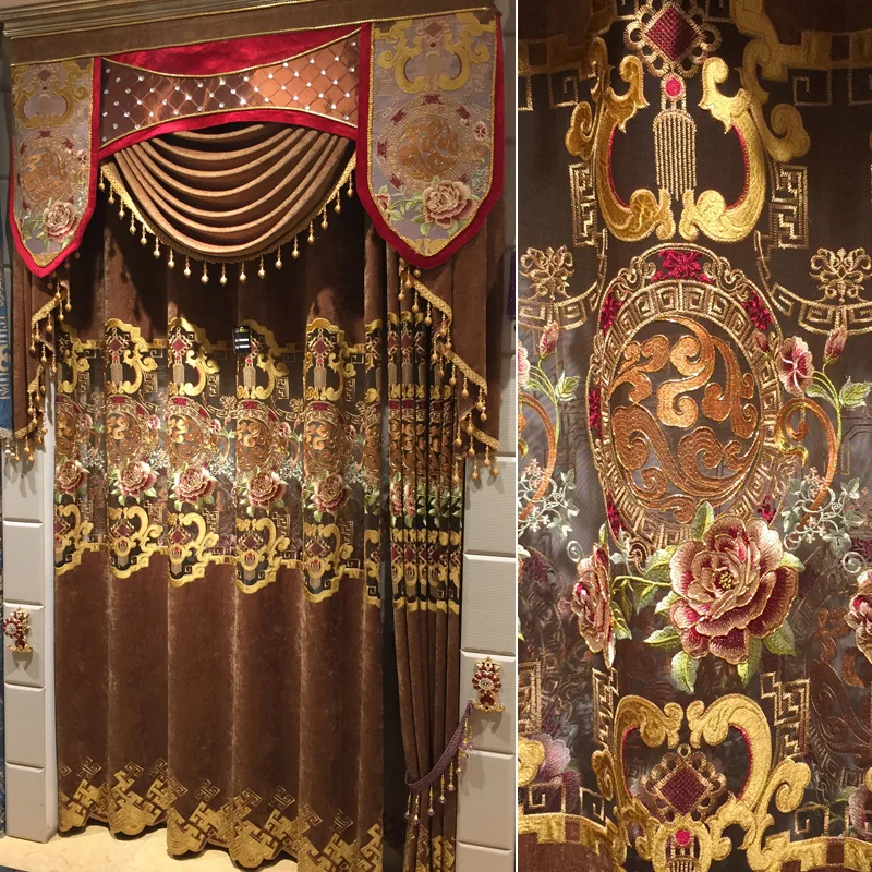 

European Style Curtain Bedroom Living Room Shade Curtain European Style Embroidery Curtain