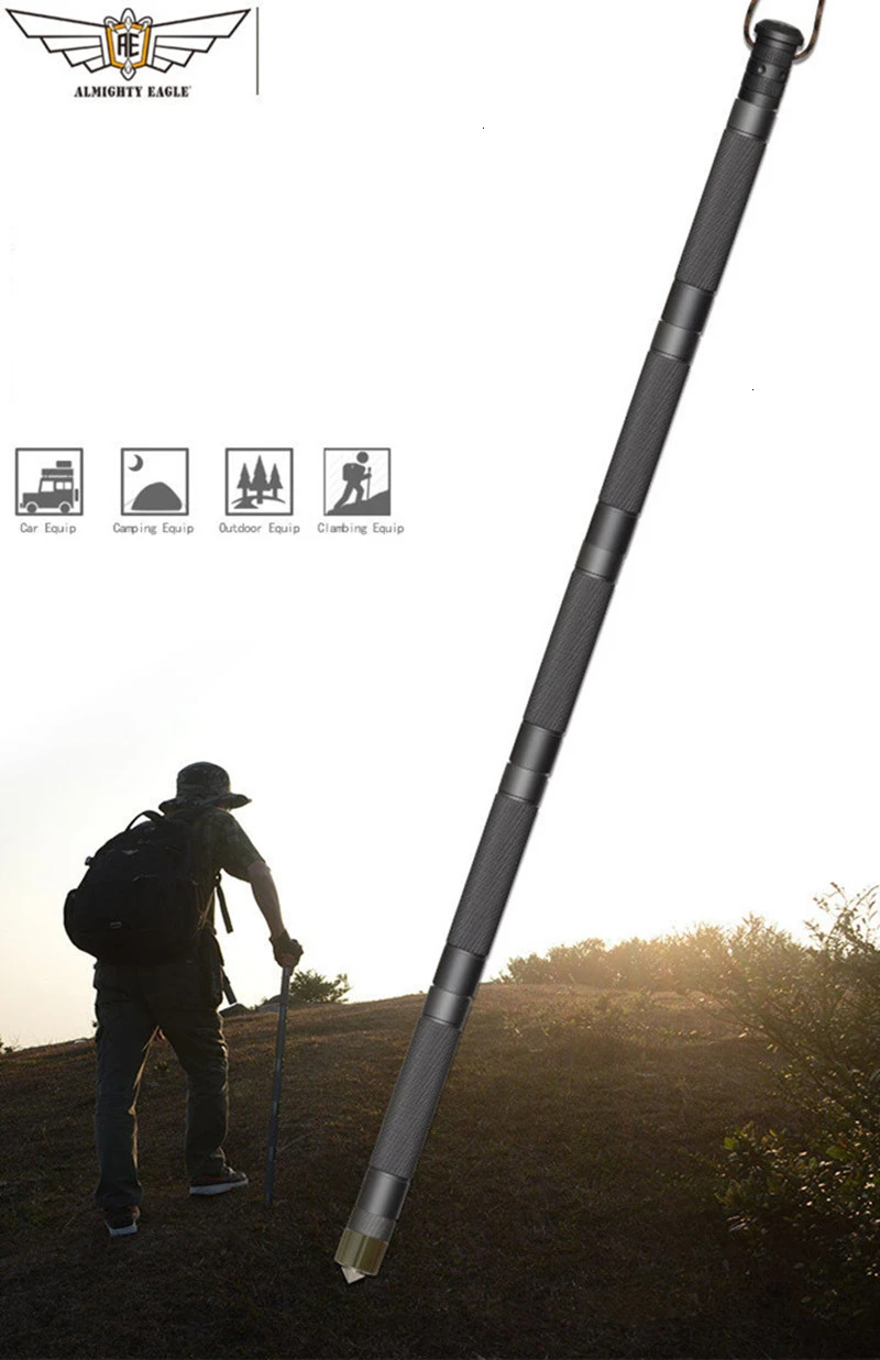 XC Multifunction Camping Hiking Walking Sticks Alpenstock Outdoor Aluminum Alloy Defense Tactical Stick Portable Camping Tools  (13)