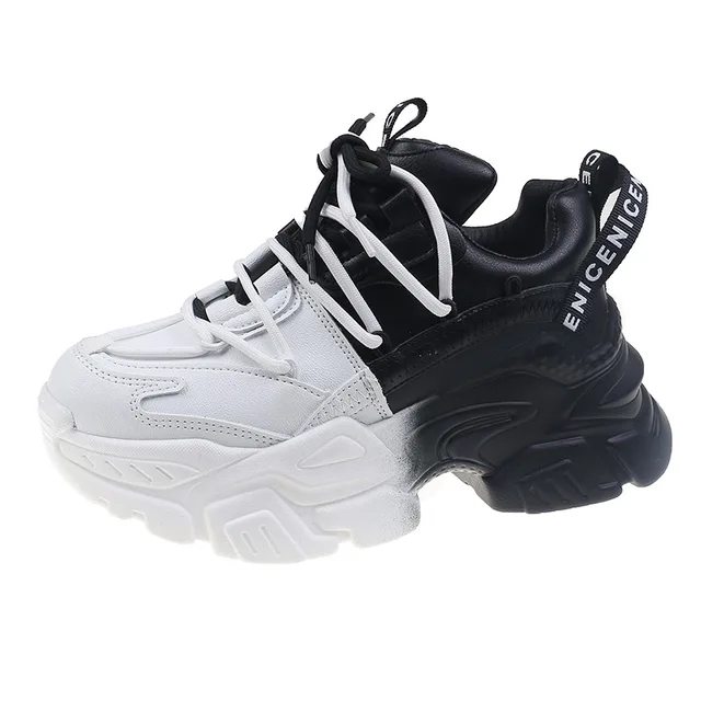 Vrouwen Chunky Sneakers Dikke Bodem Platform Vulcaniseer Schoenen Mode Ademend Casual Running Schoen Voor Vrouw Vrouwelijke black