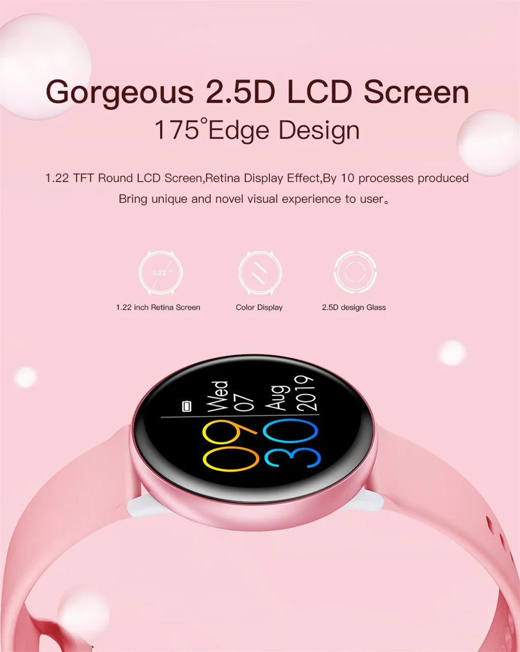SN59 2.5D полный сенсорный экран Мониторинг сна IP68 водонепроницаемый смарт-часы браслет ремешок фитнес-трекер часы# G20