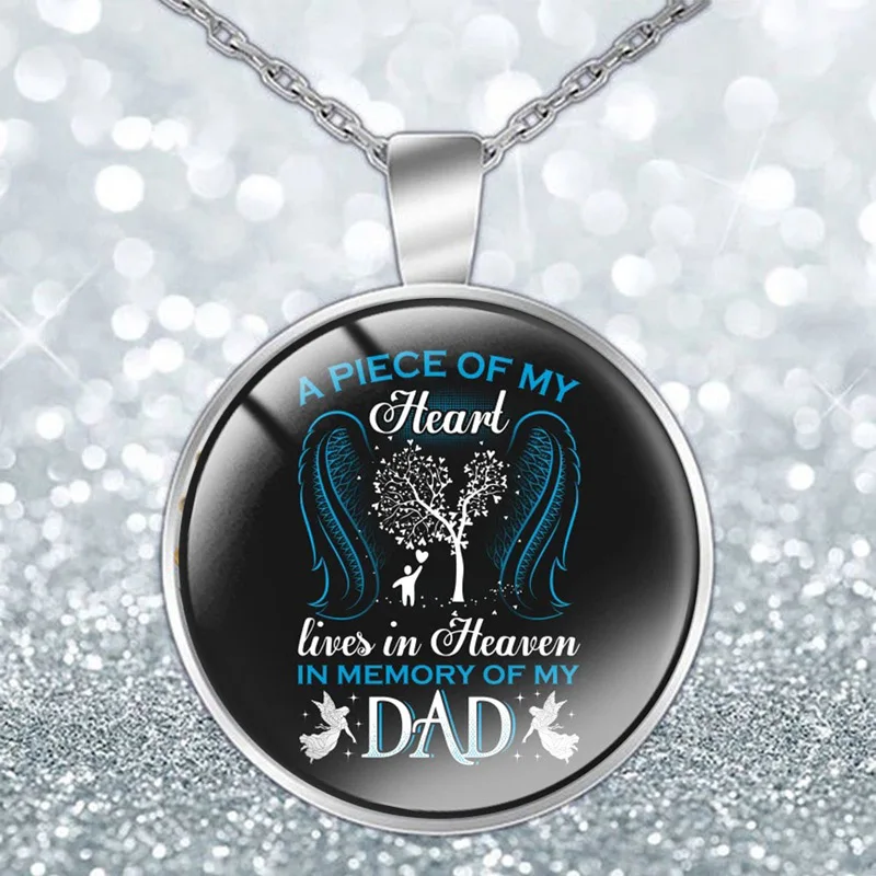 Angel Wing Glass Dome Pendant Necklace 