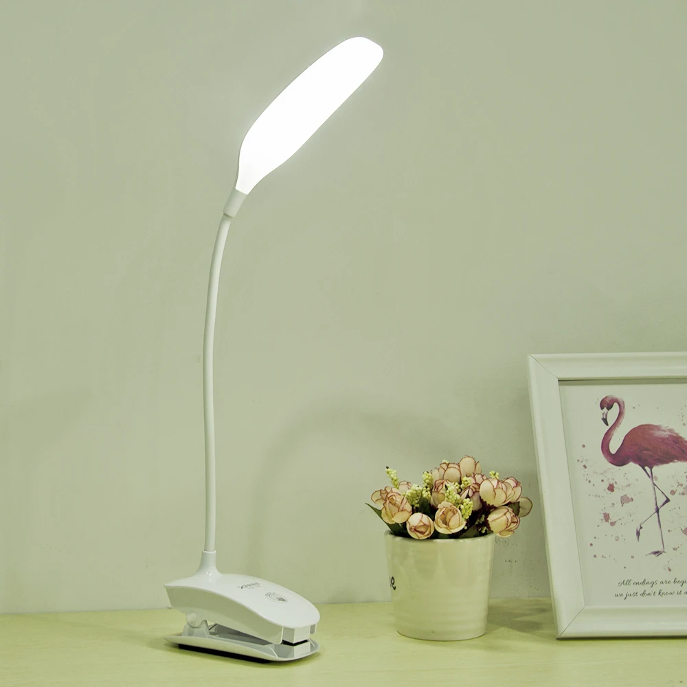  Table Lamp Rechargeable Dimmable LED Desk Lamp Clip on Bed Touch Switch Eye Protection Dimmer Offic