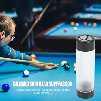 

Multifunction Tools 3 in 1 Billiards Cue Tips Prick Radian Burnisher ABS Transparent Design Nine-Ball Ball Head File Shaper