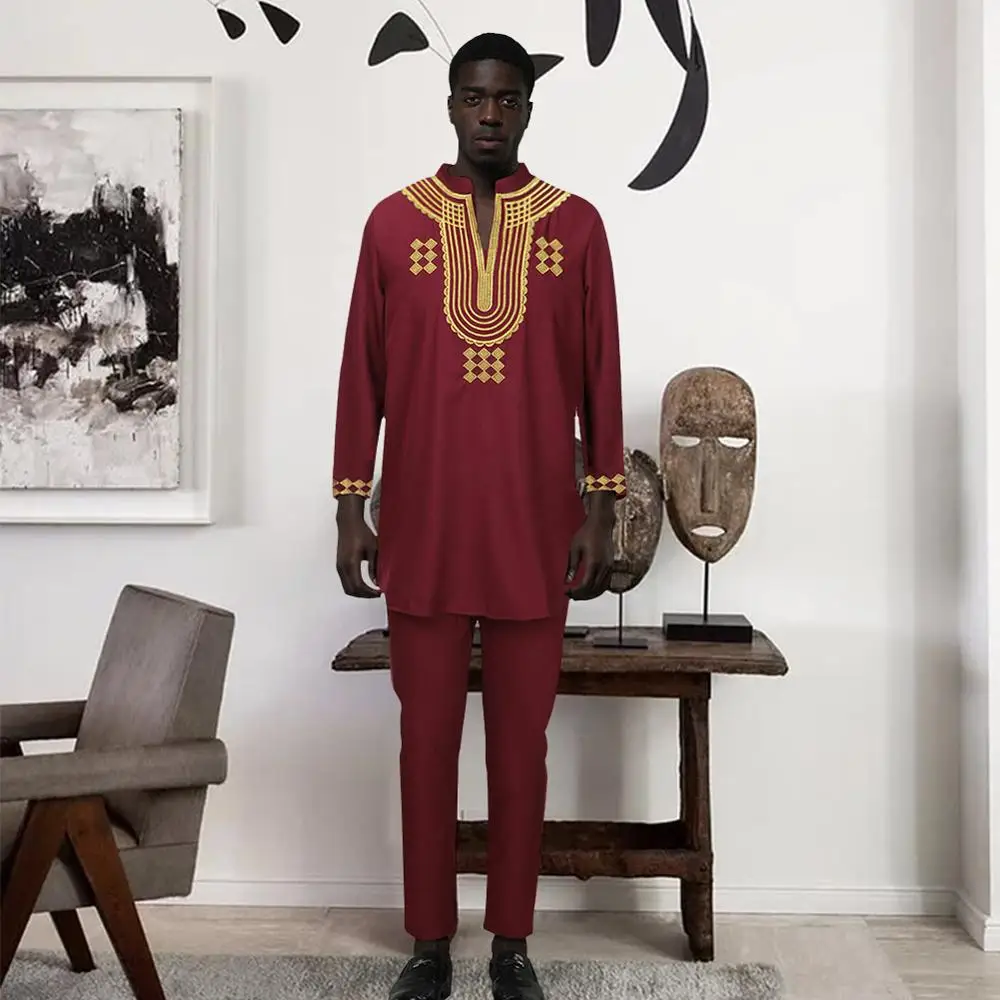 Мужской комплект из 2 предметов Fadzeco Dashiki топа и брюк в африканском стиле