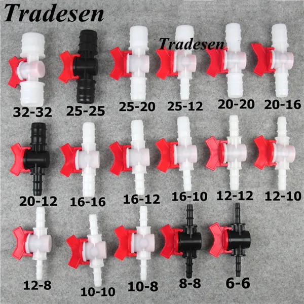 4 мм 6 мм 8 мм 10 мм 12 мм 16 мм 20 мм шлангов двухсторонний пластиковый шар аквариумный клапан Сад Микро оросительный соединитель