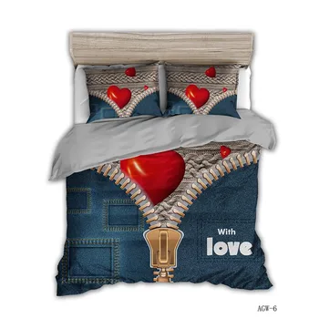 

Bedding Set 3D Design Duvet Cover Sets King Queen Twin Size Dropshipping Gift for children Denim zipper