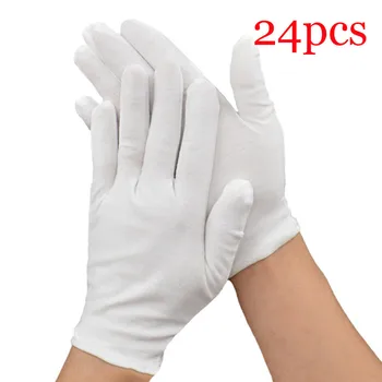 

Medium Thick White Cotton Sweat-proof Breathable Elastic White Gloves 24pc Leisure Convenience durable practical Home Protection