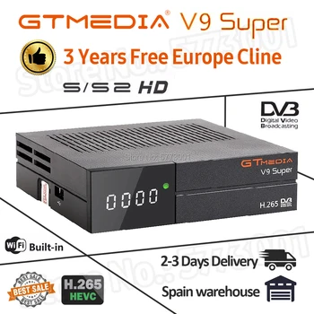 

1080P DVB-S2 Gtmedia V9 Super 3 Years Europe Cline Freesat V9 satellite receiver Built-in WIFI Same as Gt media V8 Nova decoder