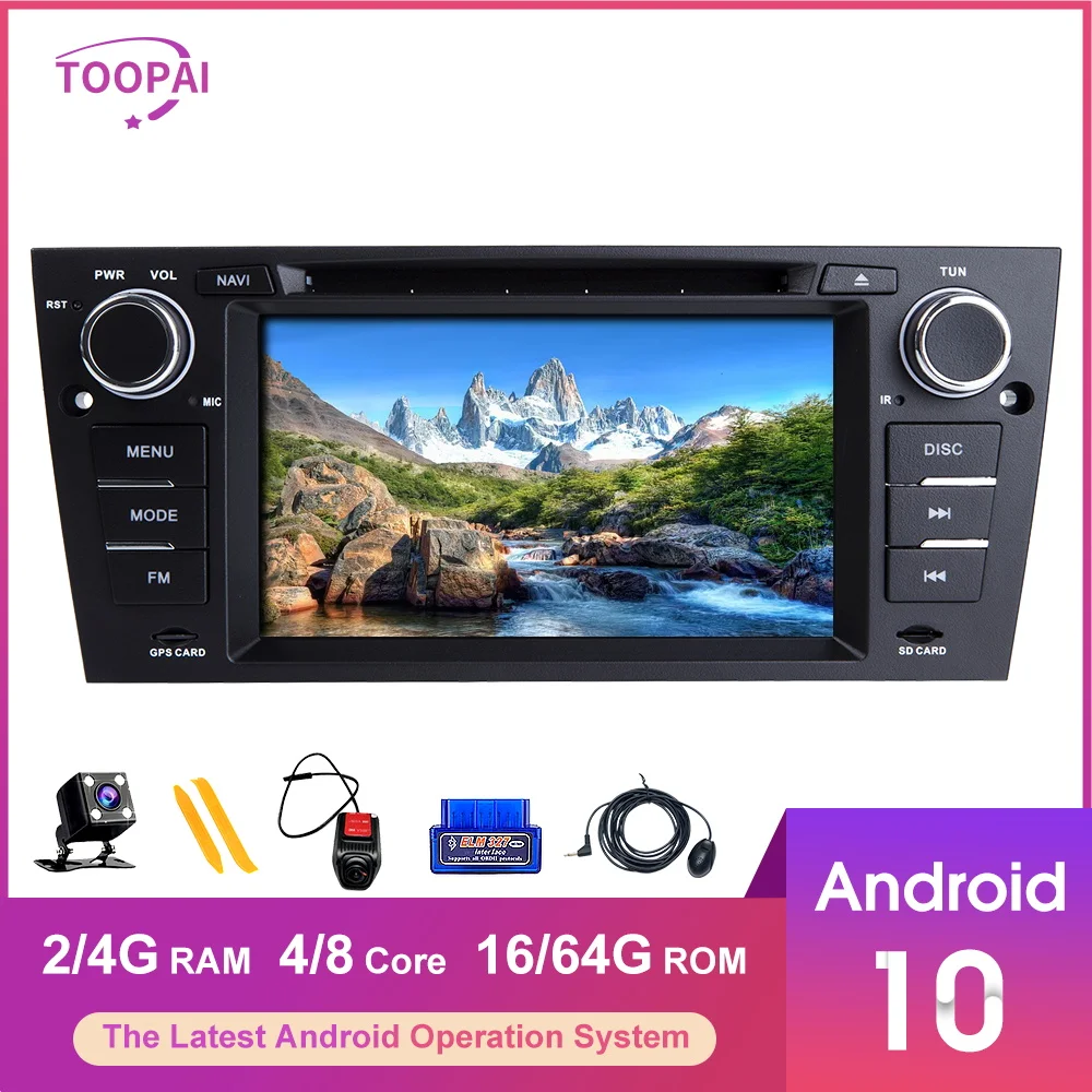 Мультимедийный плеер TOOPAI мультимедийный на Android 10 с GPS для BMW E90 E91 Touring E92 Coupe E93