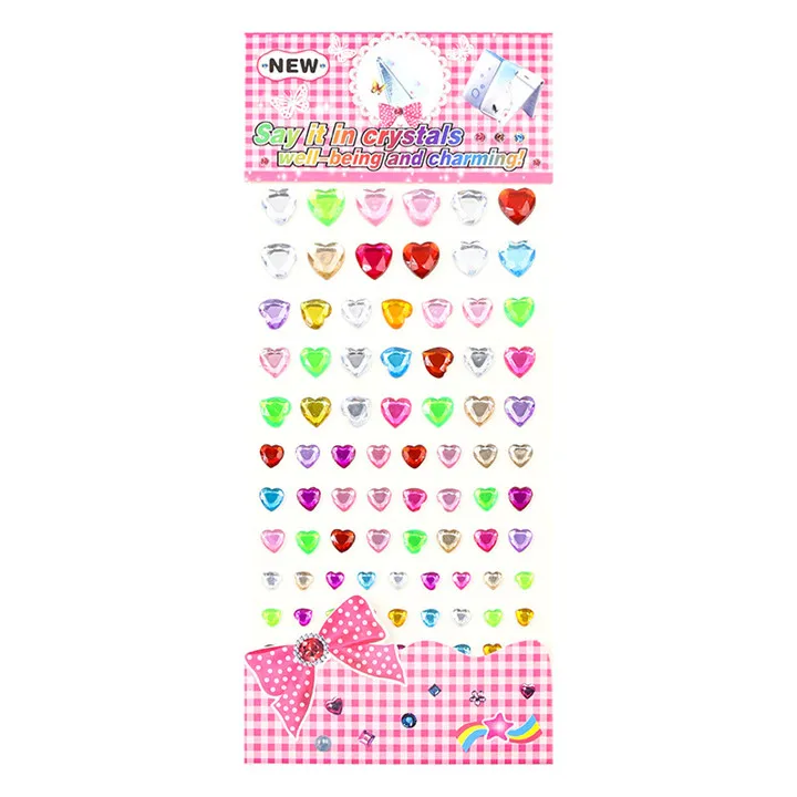 3  Acrylic Love Crystal Stickers Different Size Single Round Love Rhinestones Stickers For Women Mobile Phone Shell Decor Sticker