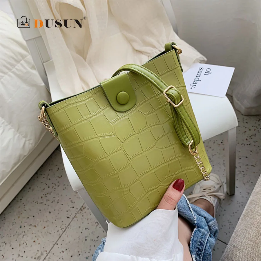 

Large Capacity Crocodile Pattern Bucket Bags Women Crossbody Bag Chic Chains Crocodile Shoulder Messenger Bags Ladies PU Purses