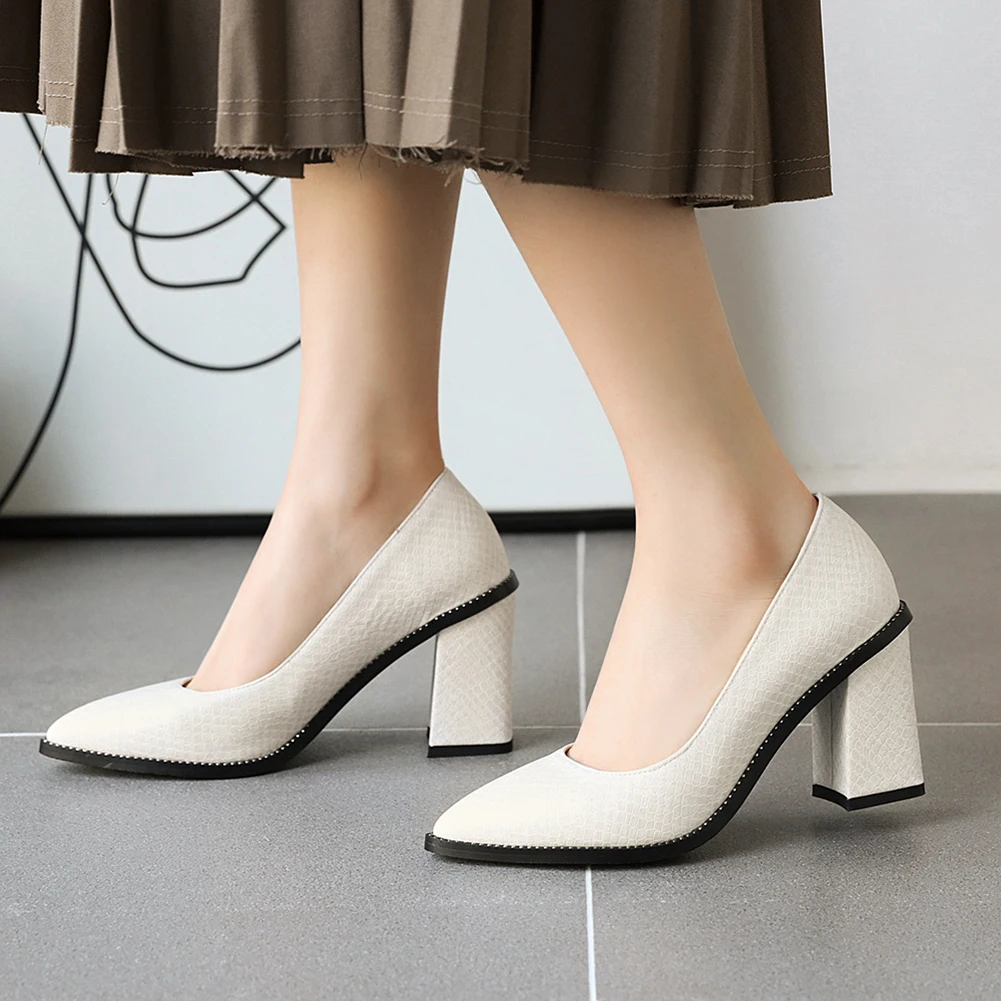 

Sarairis 2020 New Arrivals Chunky Heels Pointed Toe Concise Pumps Woman Shoes Slip-On Office Lady Shoes Women Pumps Female