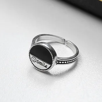 

Retro Vintage Jewelry 925 Sterling Silver Big Smile Rings For Women Men Big Opening Antique Rings