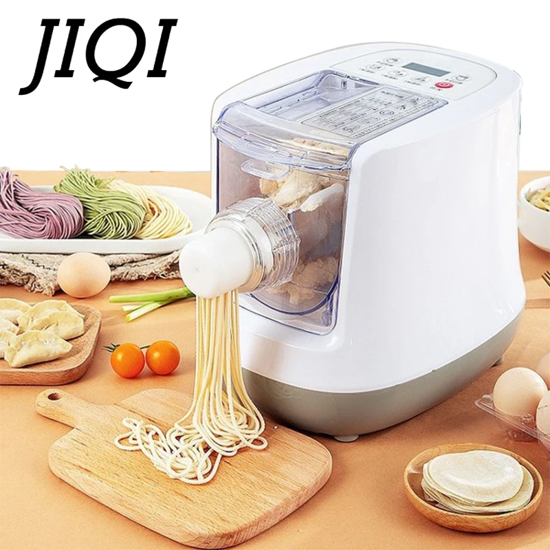 JIQI Electric Noodle Press Machine Spaghetti Pasta Maker Commercial Stainless Steel Dough Cutter Dumplings Roller Noodles Hanger