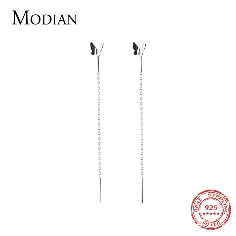Modian Новинка 925 пробы серебряные Простые крошечные висячие серьги с бабочкой для женщин Серебряные висячие серьги Модные ювелирные изделия
