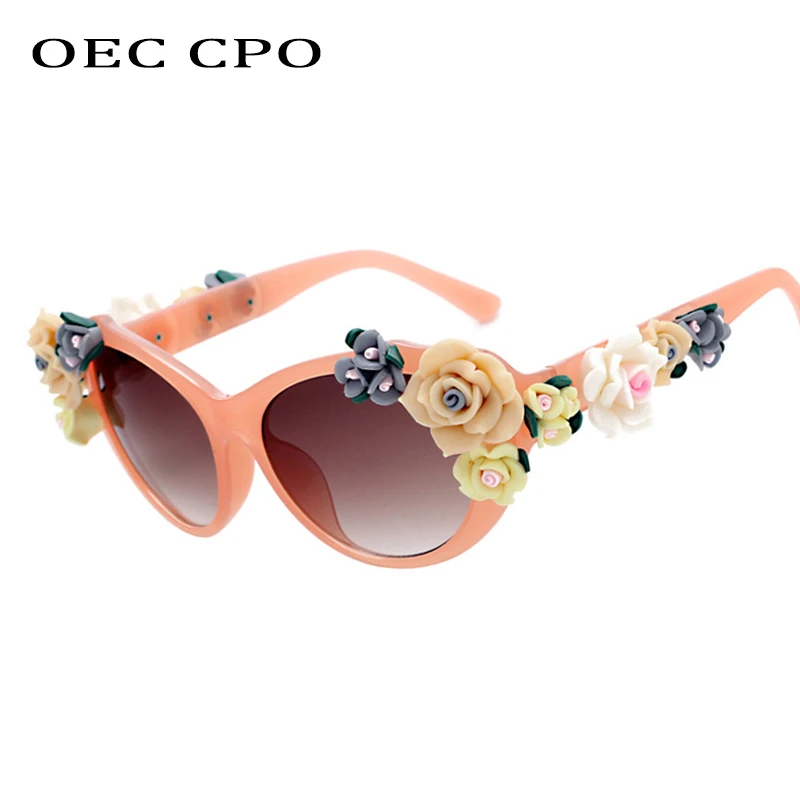 Charming Flower Fashion Cat Eye Sunglasses Women Oculos Vintage Cat Eyes Glasses Brand Designer Men Eyeglasses Shades UV400 O259 best sunglasses for women