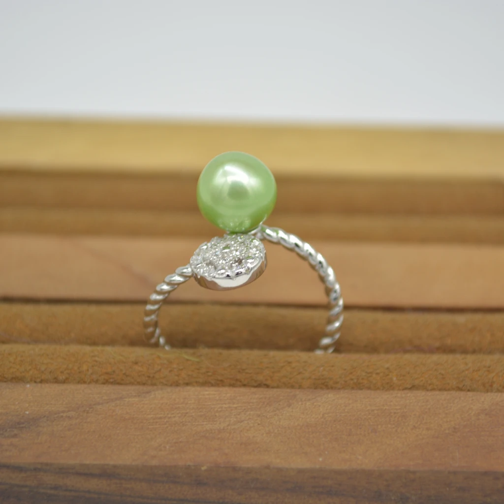S925 Sterling Silver  fashion clover ring mountings female diamond freshwater pearl DIY accessories manufacturer