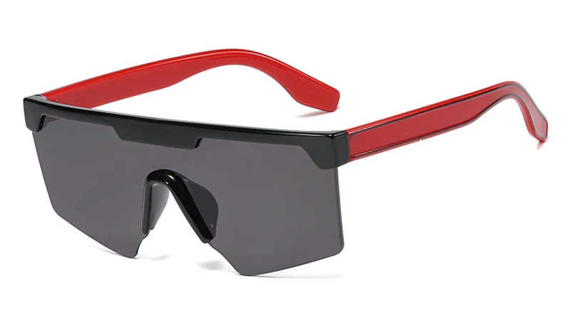 Peekaboo, негабаритные женские солнцезащитные очки, половинная оправа,, черные, коричневые, винтажные очки, цельные линзы, мужские солнцезащитные очки, квадратные, большие, uv400 - Цвет линз: red with black