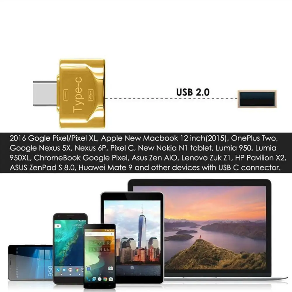 Металлический USB 3,1 type-C штекер USB 2,0 один Женский OTG адаптер для передачи данных Тип C OTG адаптер для samsung S8 для MacBook серии