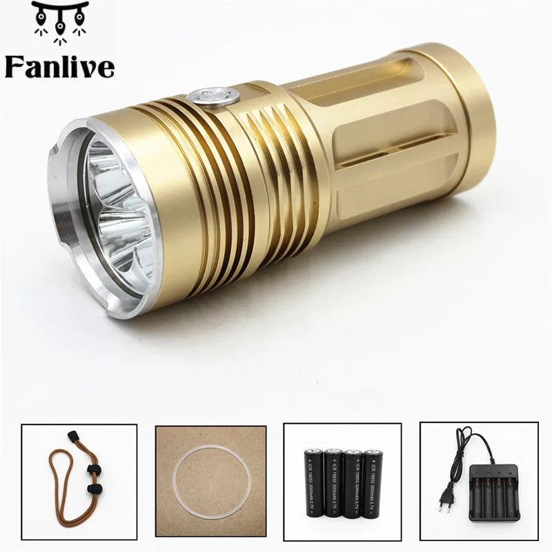 

of Impervious Aluminium CREE XML T6 LEVOU 4000LM LEVOU Lantern Torch Light for 18650 Rechargeable Battery Black Non-slip Gold