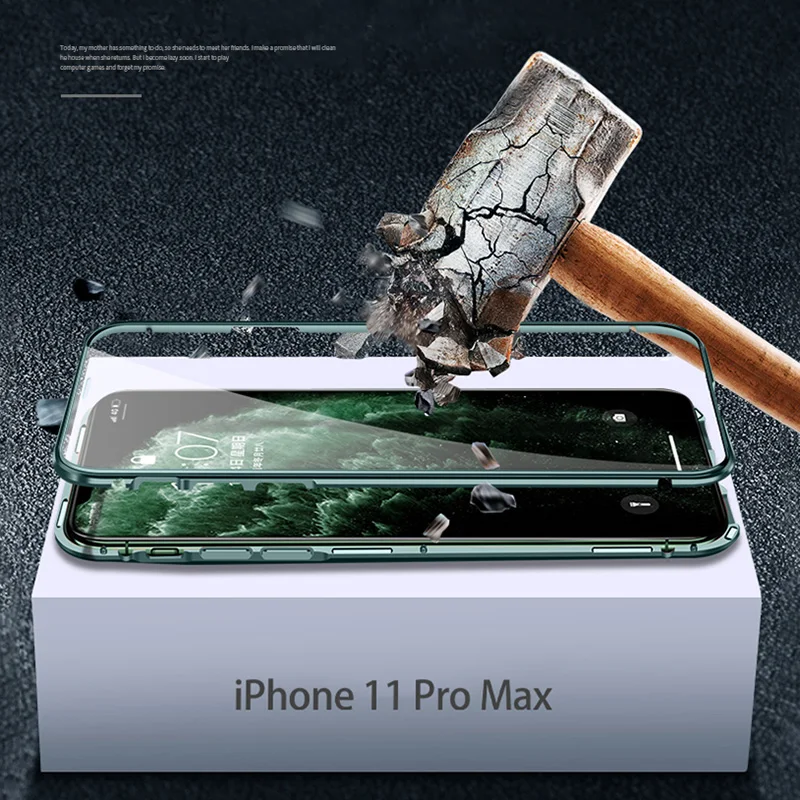 Магнитный адсорбционный металлический чехол для телефона для iPhone 6, 6s, 7, 8 Plus, двухсторонний стеклянный Магнитный чехол для iPhone 11 Pro, X, S, чехлы для MAX XR