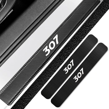 

4PCS Car Door Sill Scuff Plate Stickers For Peugeot 307 Auto Carbon Fiber Anti Scratch Protector Decals Car Tuning Accessories