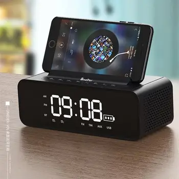 

Mobile Phone Bracket Bluetooth Speaker Bedside Clock Home Bluetooth Speaker Audio Phone Stand LED Mirror