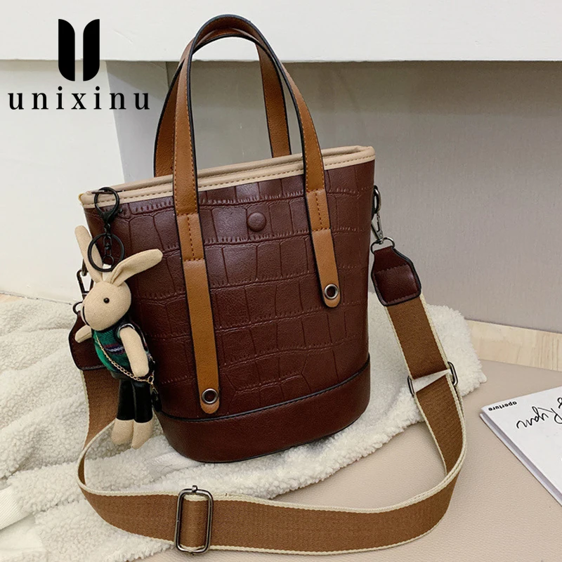 

Bag Women Leather Bucket Luxury Handbags Designer 2020 Famous Brand Large Capacity Shopping Travel Shoulder Crossbody Women Bag