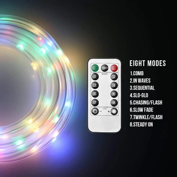 

Remote Led Rainbow Rope Tube String Lights 10M 100Leds Battery Powered Outdoor Christmas Garland Garden Path Fence Lights