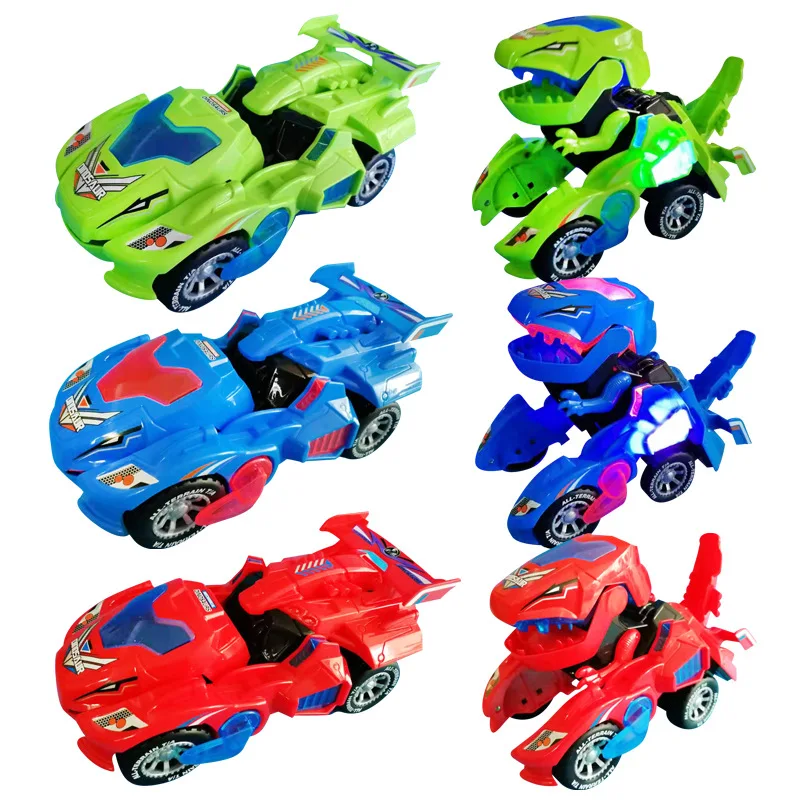 Glow RC Cars Transforming Dinosaur LED Car Remote Control Toy With Light Sound Kids Electric Xmas Gift Boys Dropshipping