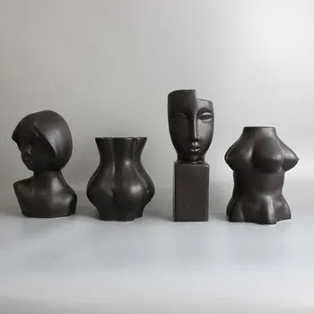 

Art Portrait Flower Pot Vase Sculpture Resin Human Face Family Flower Pot Handmade Garden Storage Flower Arrangement Home Decor